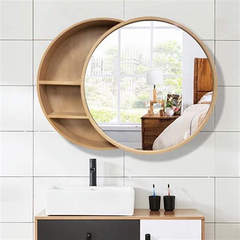 Wall-Mounted Round Mirror Bathroom Storage Mirror Cabinet Bathroom ...