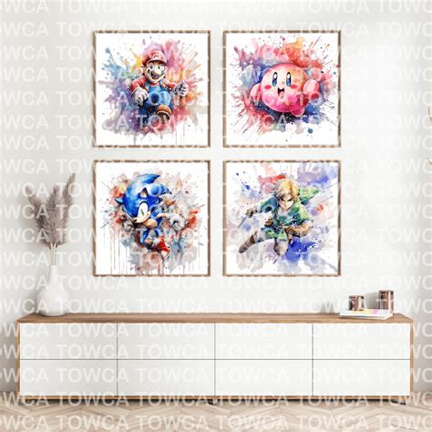 Super Smash Bros Characters Set of 4 Watercolour Artwork Printable Wall ...