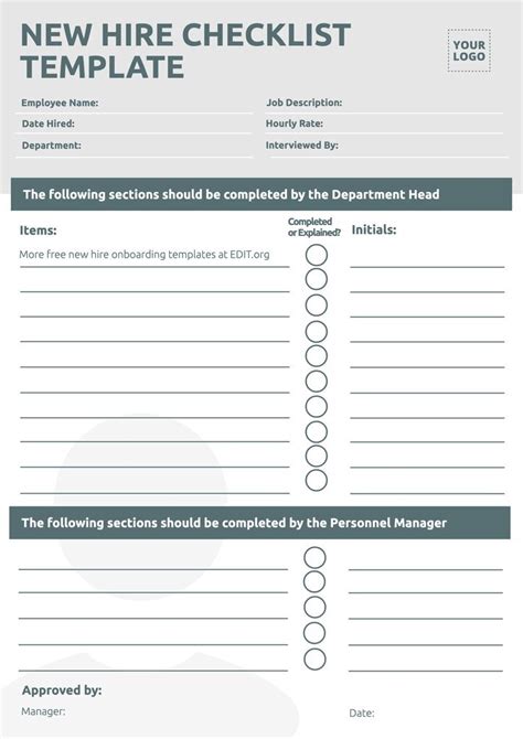 New Employee Onboarding Checklist Template Word Printable Editable Ets ...