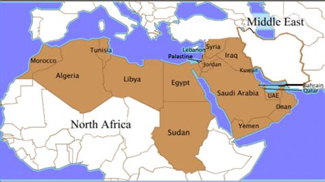 Map of the Middle East and North Africa (MENA) countries | Download ...