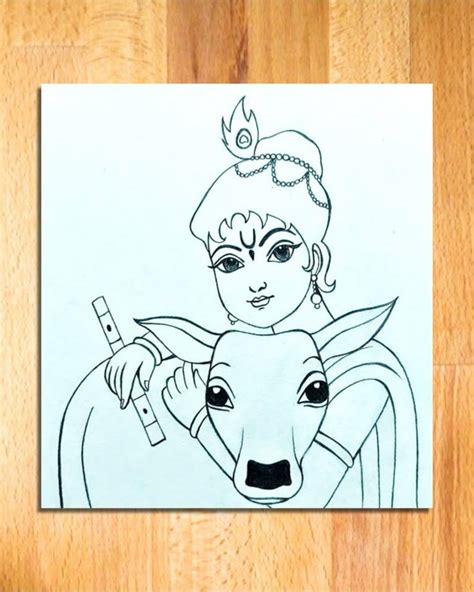 Lord Krishna Pencil Drawing for Beginners | How to Draw Lord Krishna ...