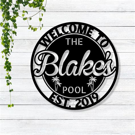 Personalized Backyard Pool Metal Sign / Outdoor Wall Decor / Metal Wall ...