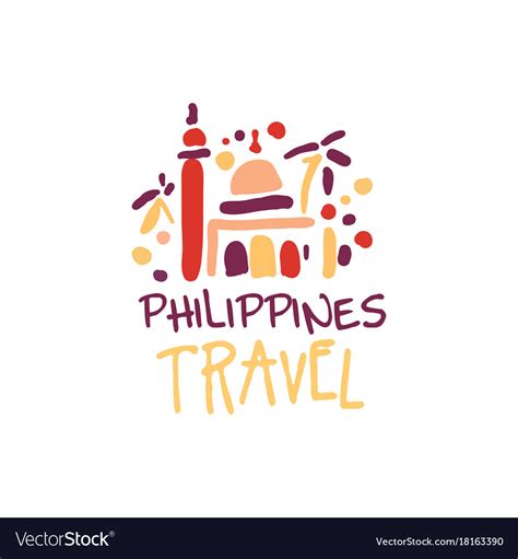 Travel to philippines logo with manila cathedral Vector Image