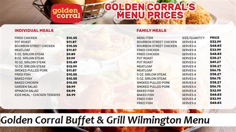 Golden Corral Buffet & Grill Wilmington Menu 2024