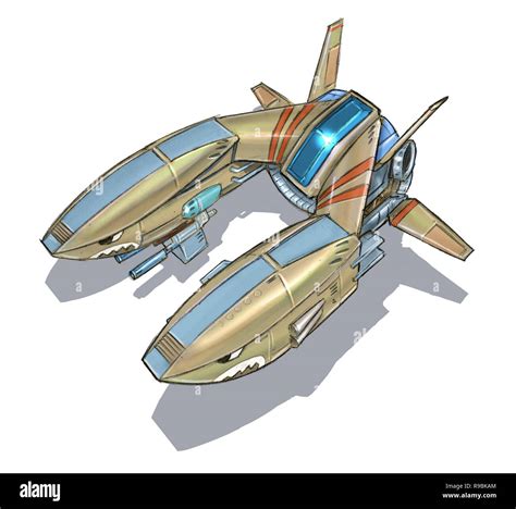 Concept Art Science Fiction Illustration of Futuristic Spaceship or ...