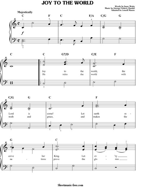 Joy To The World Sheet Music Christmas Carol - ♪ SHEETMUSIC-FREE.COM