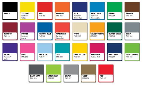 PMS Color Chart Print