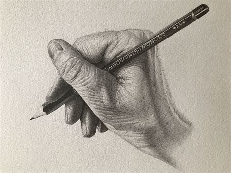 Detailed drawing of a hand holding a pencil | How to draw hands ...