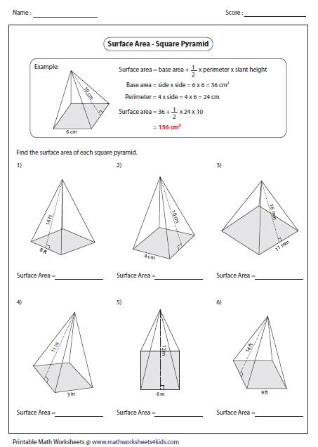 Surface Area For Square Pyramid