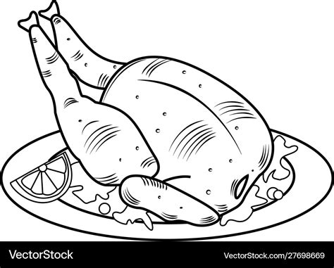 Whole fried chicken roasted Royalty Free Vector Image