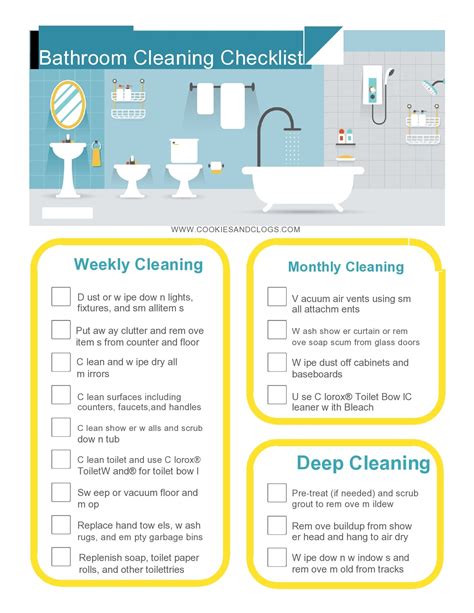 49 Printable Bathroom Cleaning Checklists [Word] ᐅ TemplateLab