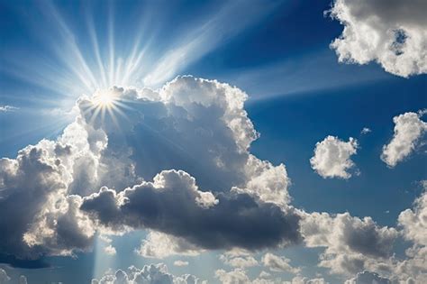 Premium Photo | Sunlight and soft brilliant clouds in a blue sky