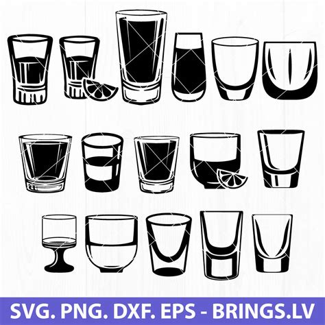 Shot Glass SVG PNG DXF EPS Cut Files for Cricut and Silhouette - Vector ...