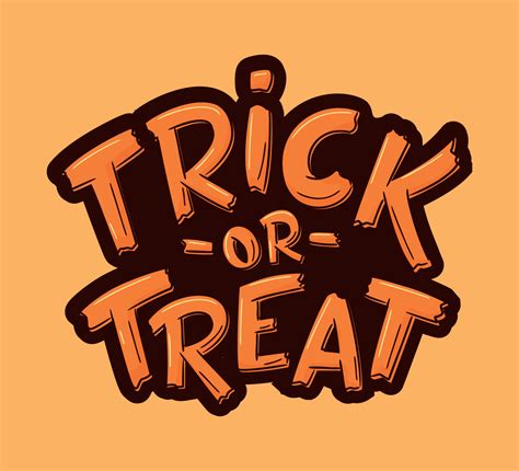 Halloween vector sticker Trick or Treat. Hand drawn Halloween lettering ...