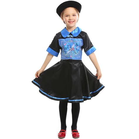 2019 Girls Chinese Zombie Kids Children Qing official uniform Purim ...