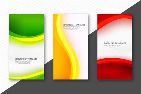 Abstract colorful wavy banners set web template design 249459 Vector ...