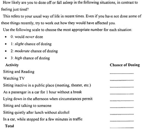 Printable Epworth Sleepiness Scale