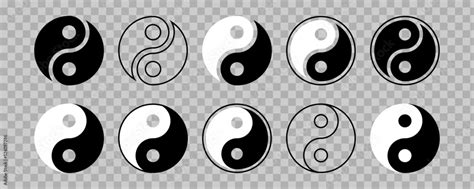 Yin yang symbol. Icon set vector illustration in different variations ...