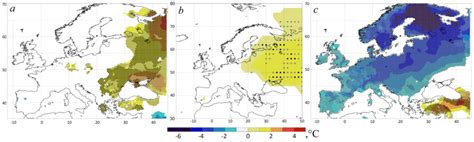 Composite maps of air temperature anomalies in the European region ...