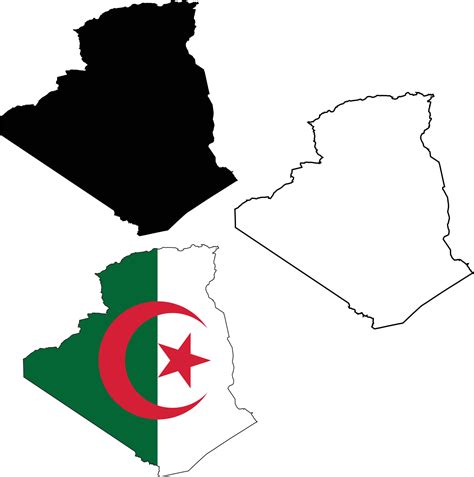 map of Algeria with flag. outline map Algeria. Algeria vector map ...