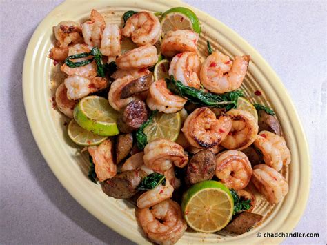 Shrimp & Sausage Stir-Fry With Wilted Basil | Chad Chandler