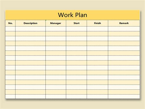 Weekly Work Plan Template Word