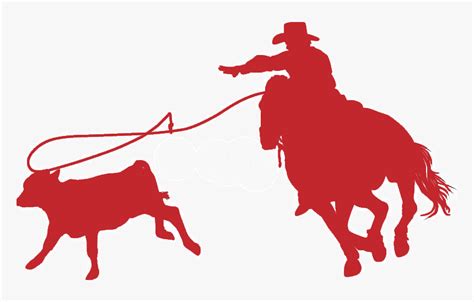 Clip Art Roping Bull - Silhouette Of Cowboy Roping Cow, HD Png Download ...