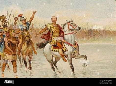 JULIUS CAESAR CROSSING THE RUBICON in 49 BC with the 13th Twin Legion ...