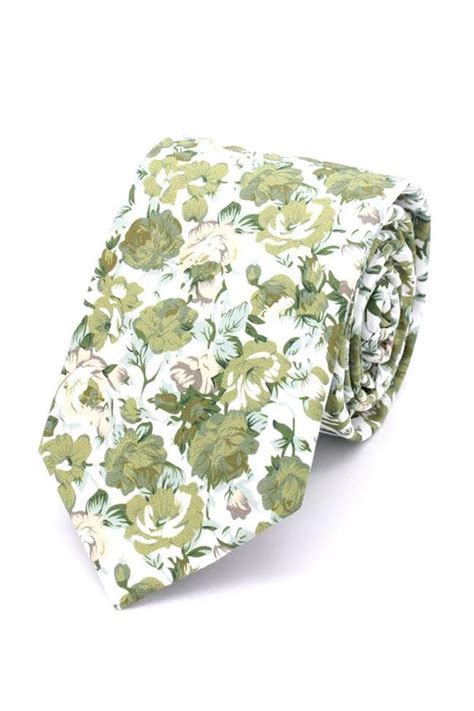 Floral Sage Green Tie - EsquireFormalWear