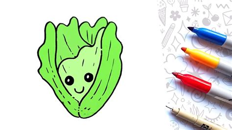 Cómo Dibujar Una Lechuga Kawaii Fácil 🥬 Dibujos Para Dibujar Youtube