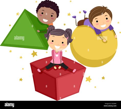 Illustration of Kids Playing with Objects of Different Shapes Stock ...