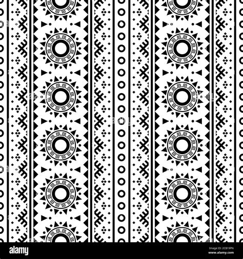 tribal ethnic pattern motif texture background design in black white ...