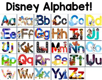 Disney Character Alphabet - Posters and Cards by Carlos Perez | TPT