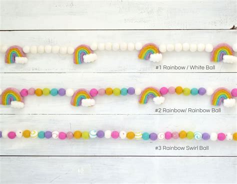 Rainbow Garland Rainbow Felt Ball Garland Rainbow Banner | Etsy