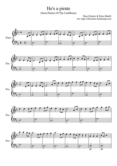 Pirates Of The Caribbean Easy Piano Sheet Music Pdf / Pirates Of The ...