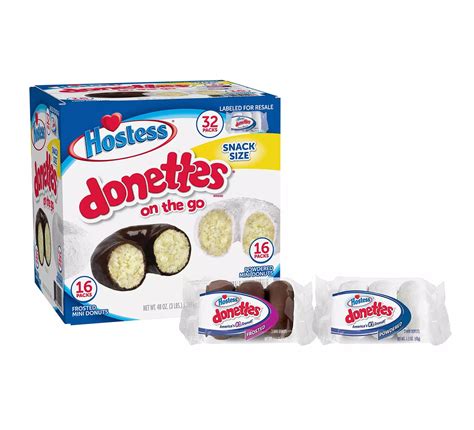 Hostess Mini Powdered Donettes and Frosted Chocolate Mini Donettes, 32 ...