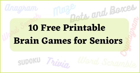 10 Free Printable Brain Games For Seniors - Technology for Seniors