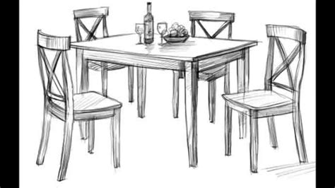 Dining Table Drawing at PaintingValley.com | Explore collection of ...