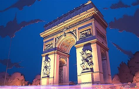 Arc De Triomphe Night At Paris Background, Arc De Triomphe, Tourist ...