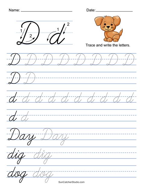 Cursive Letter D Worksheets for 1st Graders Online - Worksheets Library