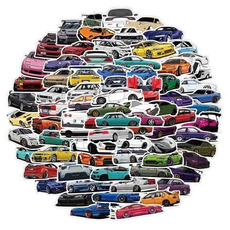 Buy 100PCS Race Car Stickers, JDM Decals for Water Bottles Laptop Phone ...