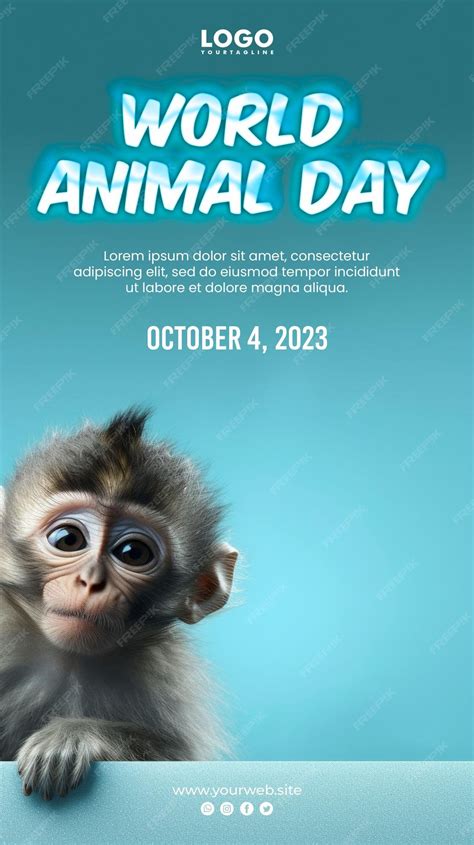 World Animal day background and animal poster with monkey background ...