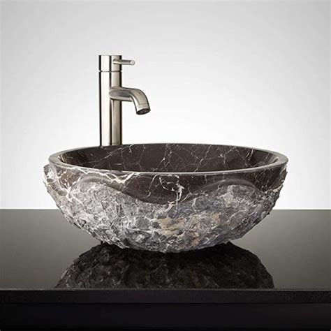 18＂ Round Chiseled Marble Vessel Sink - Bathroom Sink