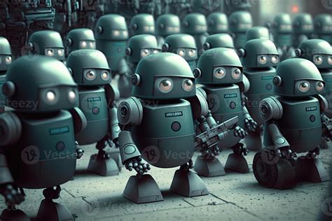 Robot crowd in rows. Robot army. Created with Generative AI 21922876 ...