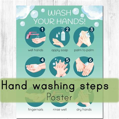 Hand Washing Steps Poster. Classroom Printable Wall Art. - Etsy