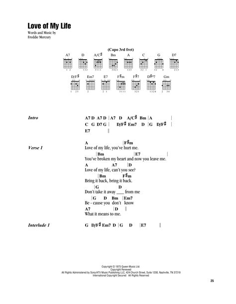 Love Of My Life by Queen - Guitar Chords/Lyrics - Guitar Instructor