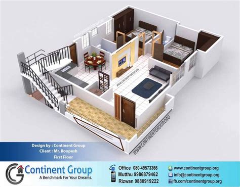 3D Floor Plan Service for 2 Bedroom 2BHK House