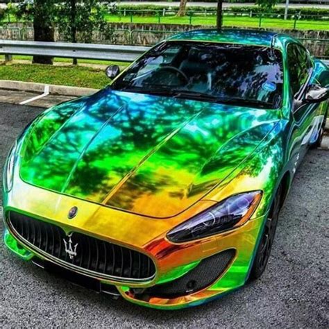 Rainbow Laser chrome car wrap vinyl green | TSAUTOP Car Wrap Vinyl Film