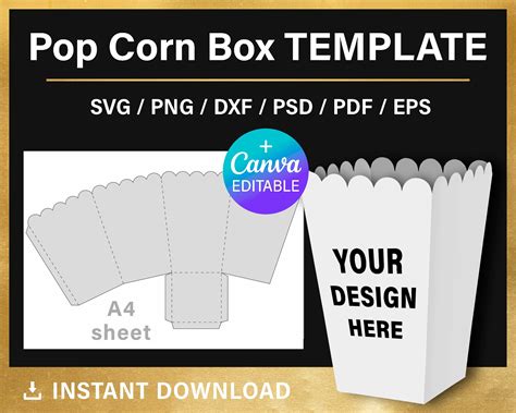 Mini Popcorn Box Template