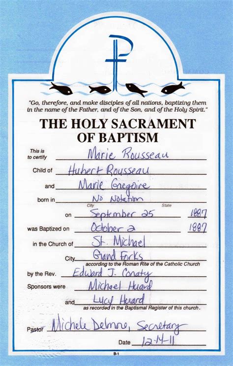 Catholic Baptismal Certificate Template Database